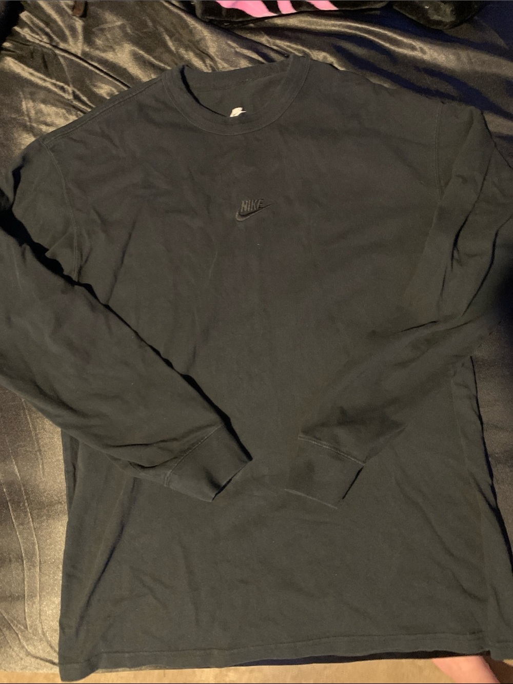 Nike Black Long Sleeve Crew with Embroidered Swoosh